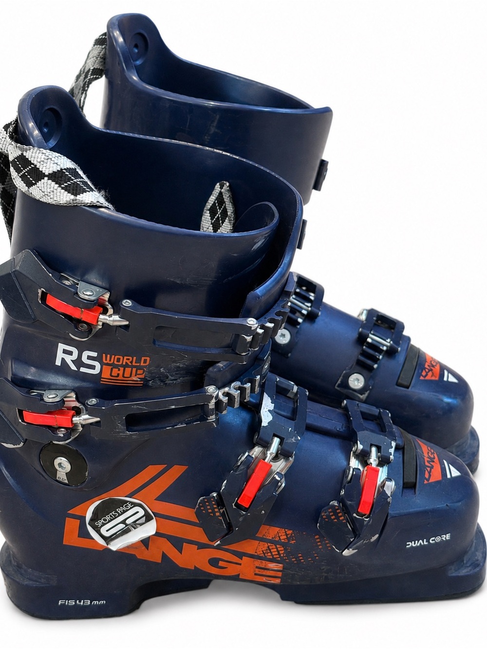 Lange RS World Cup Ski Boots in Navy with Orange Accents